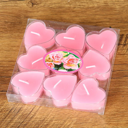 9pcs Heart-Shaped Scented Tea Light Candles