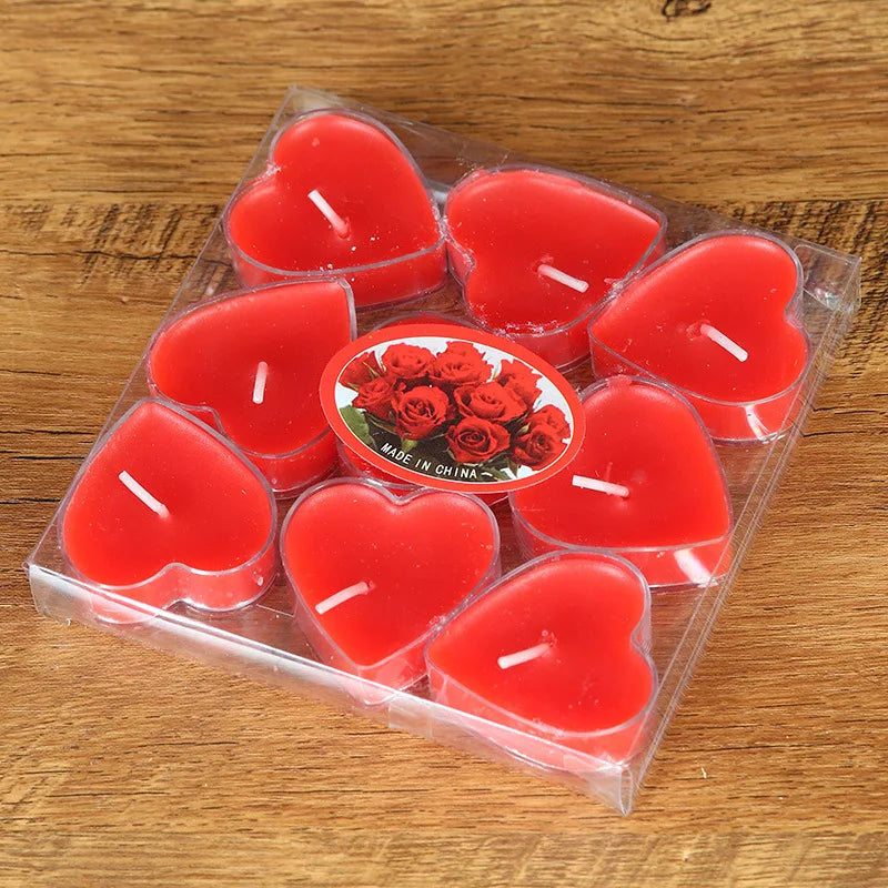 9pcs Heart-Shaped Scented Tea Light Candles