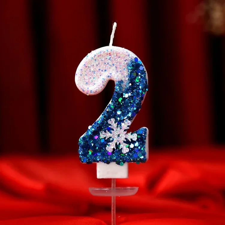 Christmas Flameless Frozen Birthday Candles 0-9 for Cakes