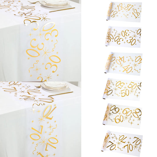 Birthday Table Runner – Gold, Silver & Black