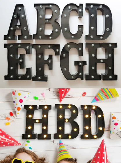 22cm LED Alphabet and Number Lights – Black Letter Decor