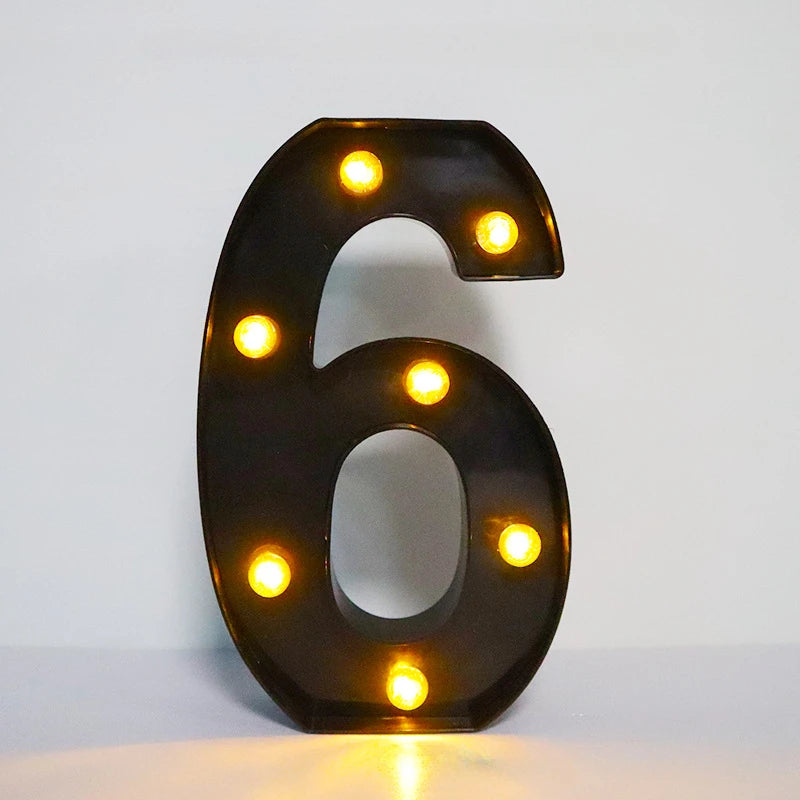 22cm LED Alphabet and Number Lights – Black Letter Decor