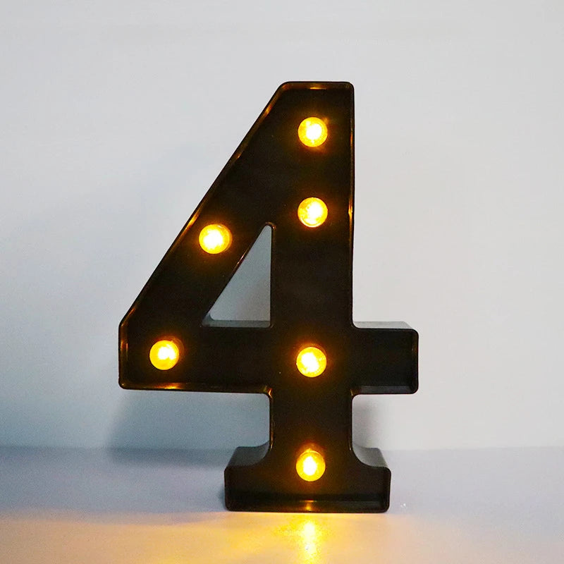 22cm LED Alphabet and Number Lights – Black Letter Decor