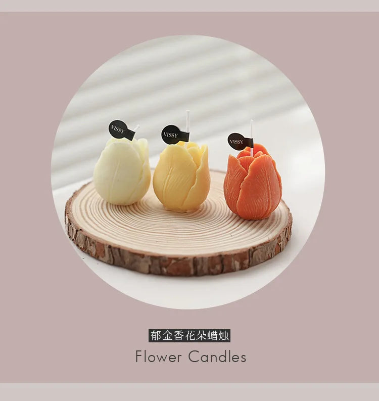 Tulip Scented Candles – Handmade Decorative Flower Candles